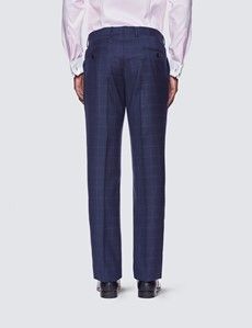 Men’s Blue & Purple Windowpane Check Slim Fit Suit Trousers-preview2