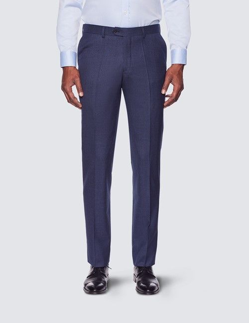 Slim Fit Dark Blue Dogtooth Suit Pants