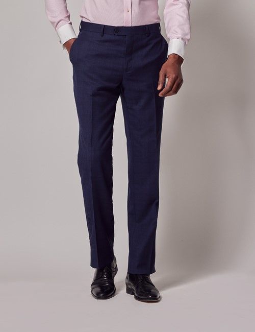 Navy & Red Prince of Wales Plaid Classic Suit Pants