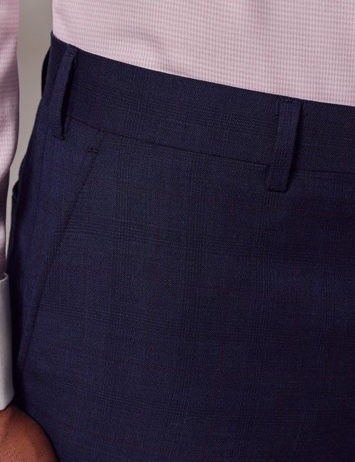 Navy & Red Prince of Wales Plaid Classic Suit Pants-preview