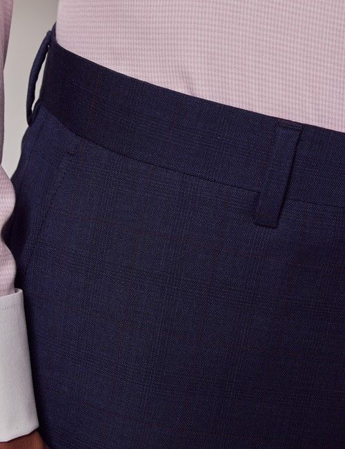 Navy & Red Prince of Wales Plaid  Slim Suit Pants-preview