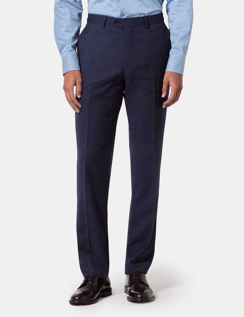 Slim Fit Navy Check Suit Trousers thumbnail 2