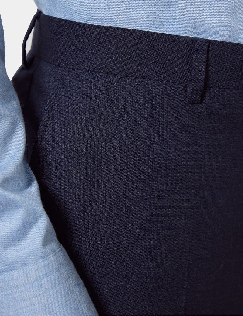 Slim Fit Navy Check Suit Trousers thumbnail 3
