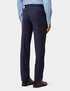 Slim Fit Navy Check Suit Trousers