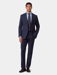 Slim Fit Navy Check Suit Trousers