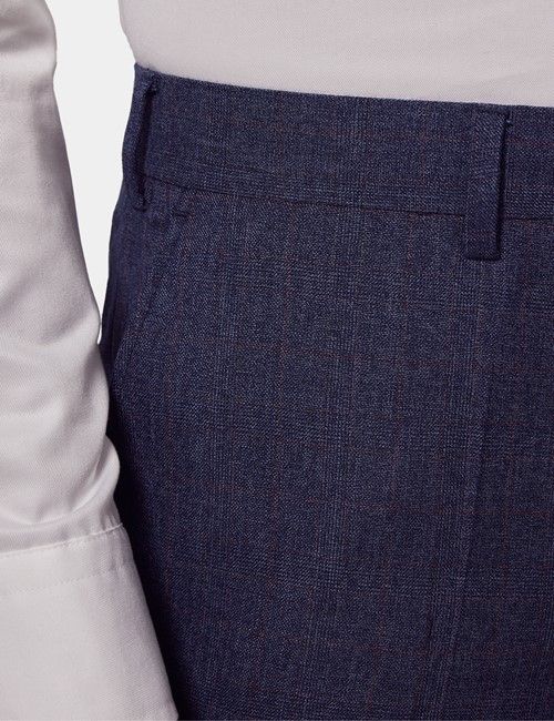 Blue & Red Prince Of Wales Plaid Classic Suit Pants-preview