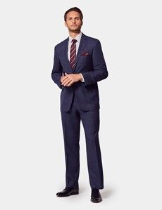 Classic Fit Blue & Red Prince Of Wales Plaid Suit Pants-preview3