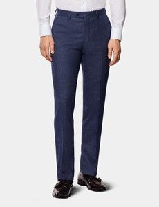 Slim Fit Blue & Red Prince of Wales Check Suit Trousers
