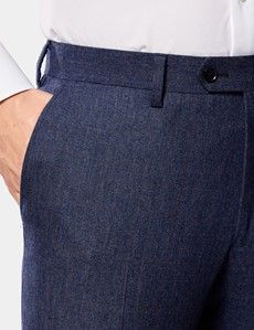 Slim Fit Blue & Red Prince of Wales Check Suit Trousers