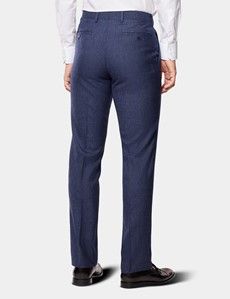 Slim Fit Blue & Red Prince of Wales Check Suit Trousers