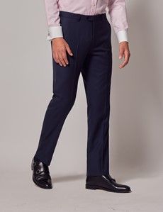 Navy Windowpane Check Tailored Suit Trousers - 1913 Collection-preview3