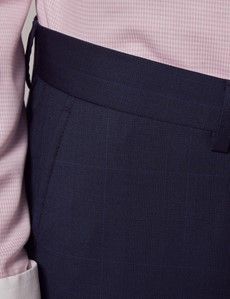 Navy Windowpane Check Tailored Suit Trousers - 1913 Collection-preview1