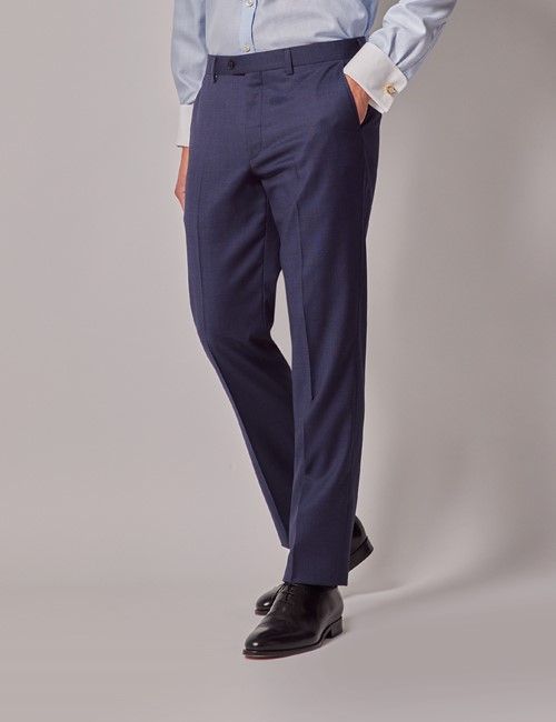 Navy Semi Plain Tailored Suit Pants