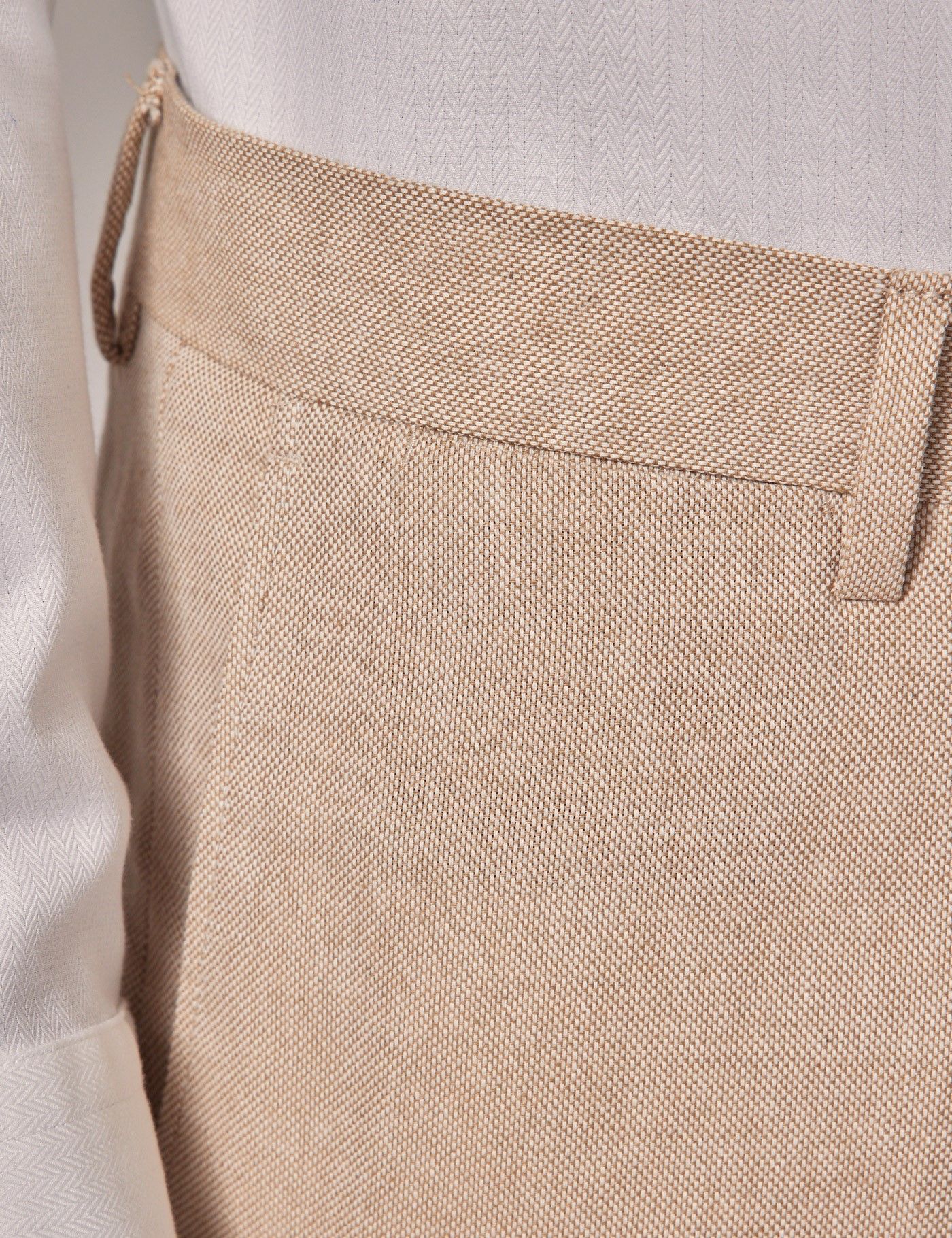 Stone Italian Cotton Linen Slim Trousers - 1913 Collection-preview