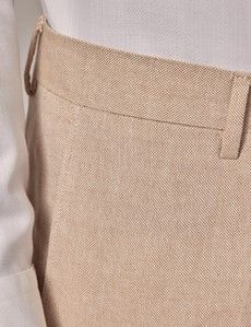 Stone Italian Cotton Linen Slim Trousers - 1913 Collection