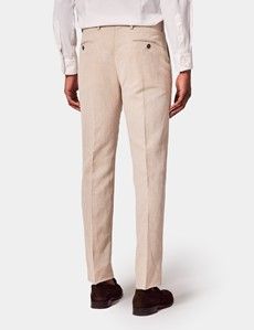 Stone Italian Cotton Linen Slim Trousers - 1913 Collection
