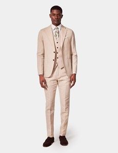 Stone Italian Cotton Linen Slim Trousers - 1913 Collection