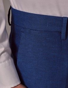 Royal Blue Italian Cotton Linen Slim Suit Pants - 1913 Collection-preview1