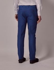Royal Blue Italian Cotton Linen Slim Suit Pants - 1913 Collection-preview2