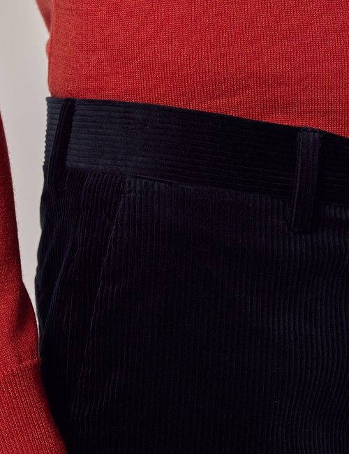 Navy Italian Corduroy Slim Suit Pants - 1913 Collection-preview