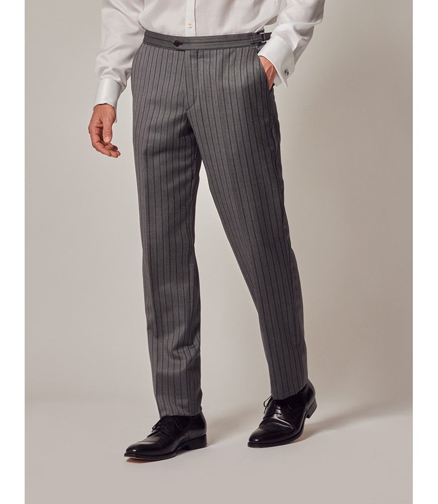 Men's Grey Striped Italian Wool Morning Suit Pants – 1913 Collection