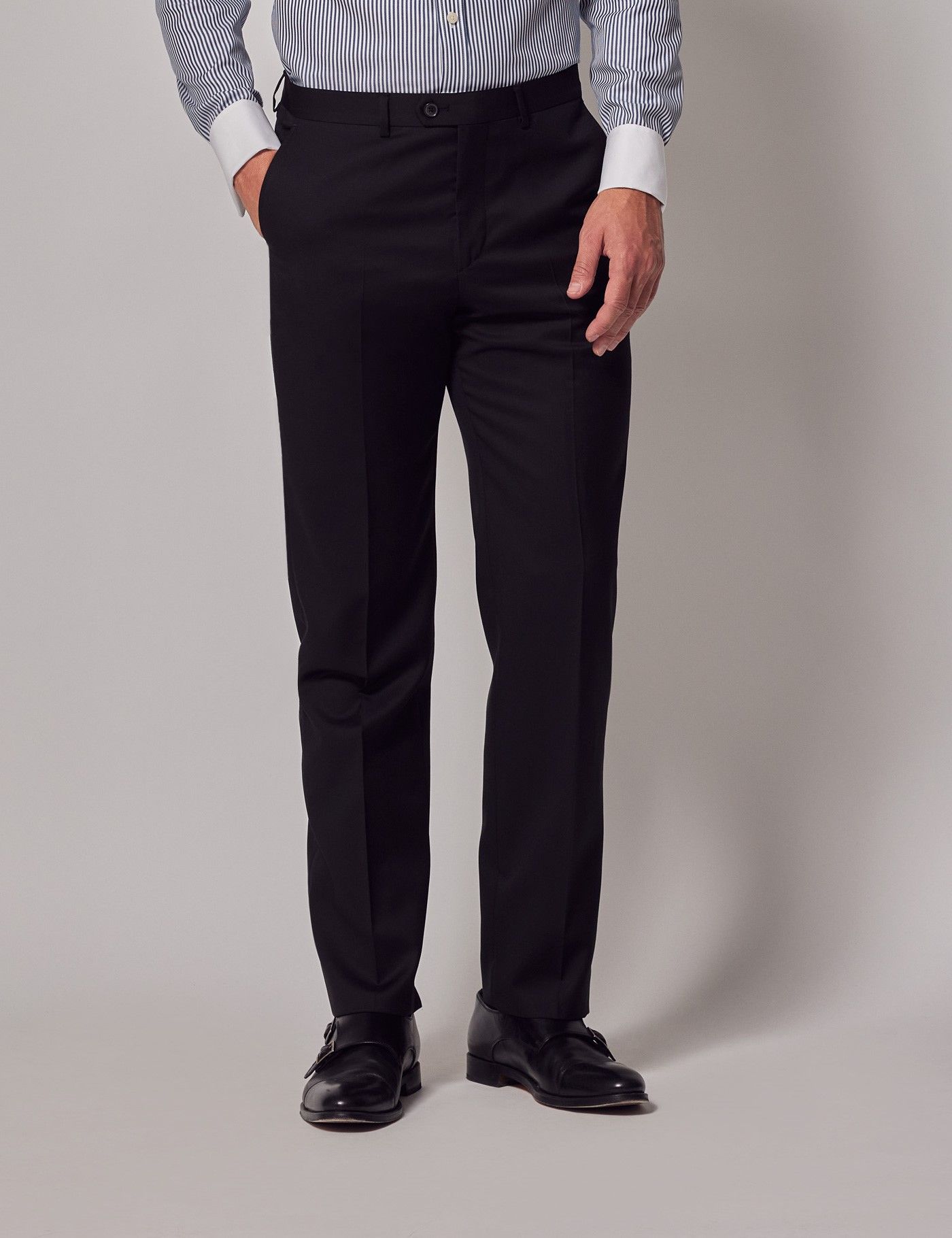 Men's Black Italian Wool Tailored Fit Suit Trousers – 1913 Collection ...