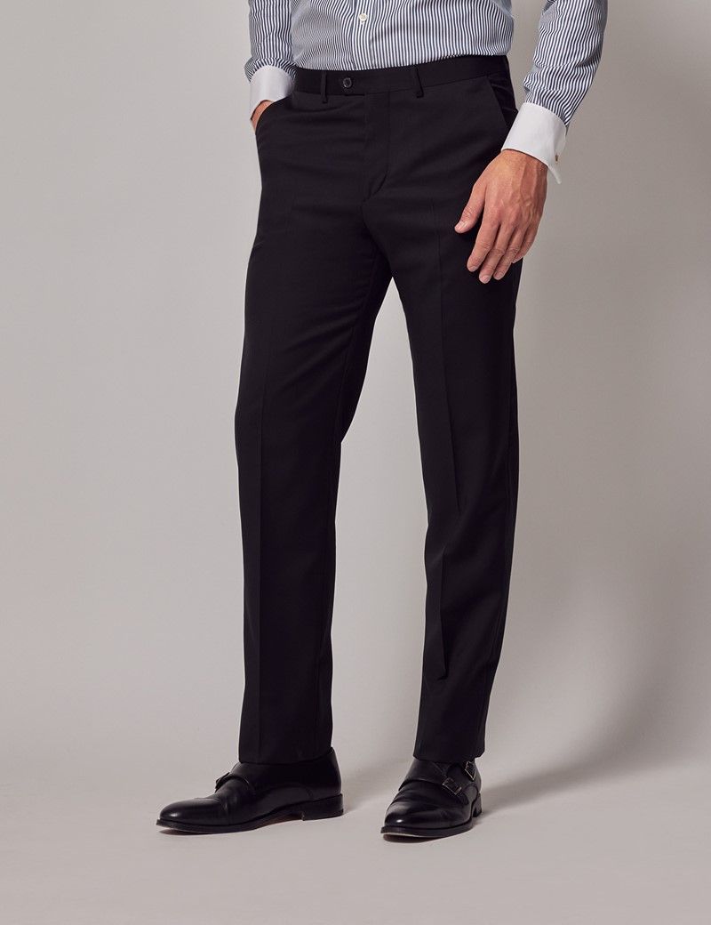 Men's Black Italian Wool Tailored Fit Suit Trousers – 1913 Collection ...