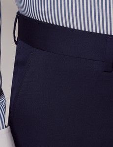 Dark Blue Twill Italian Tailored Suit Pants - 1913 Collection-preview1