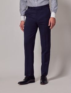 Dark Blue Twill Italian Tailored Suit Pants - 1913 Collection