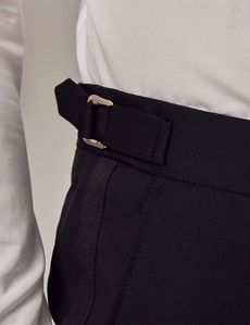 Black Wool Tailored Fit Dinner Suit Trousers - 1913 Collection-preview2