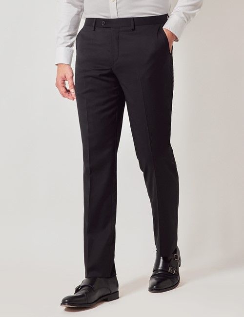 Black Italian Wool Slim Fit Suit Trousers - 1913 Collection