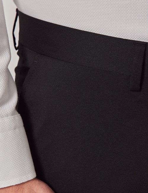 Black Italian Wool Slim Fit Suit Trousers - 1913 Collection-preview