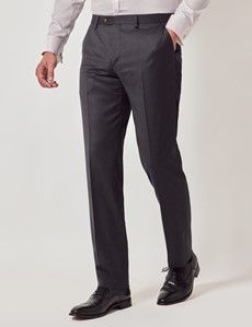 Charcoal Italian Wool Slim Fit Suit Trousers - 1913 Collection