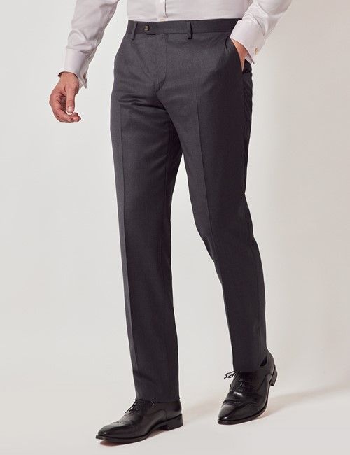 Charcoal Italian Wool Slim Fit Suit Trousers - 1913 Collection