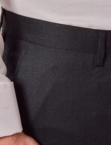 Charcoal Italian Wool Slim Fit Suit Trousers - 1913 Collection-preview1
