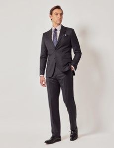 Charcoal Italian Wool Slim Fit Suit Trousers - 1913 Collection-preview3