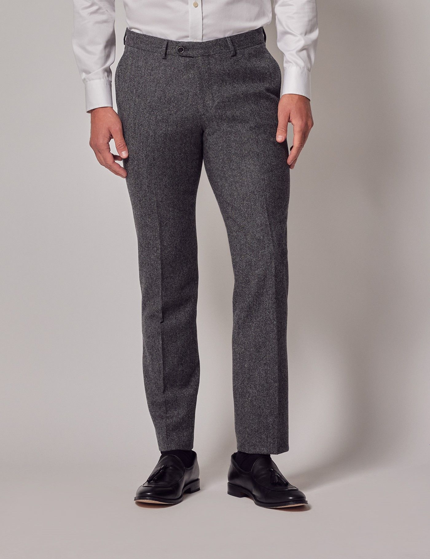 Men's Grey Tweed Slim Suit Pants - 1913 Collection | Hawes