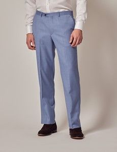 Light Blue Tailored Sharkskin Italian Suit Pants - 1913 Collection-preview5