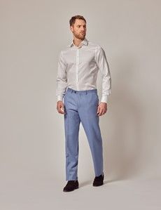Light Blue Tailored Sharkskin Italian Suit Pants - 1913 Collection-preview3
