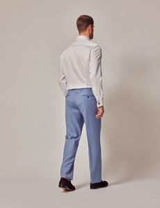 Light Blue Tailored Sharkskin Italian Suit Pants - 1913 Collection-preview4