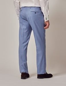 Light Blue Tailored Sharkskin Italian Suit Pants - 1913 Collection-preview2
