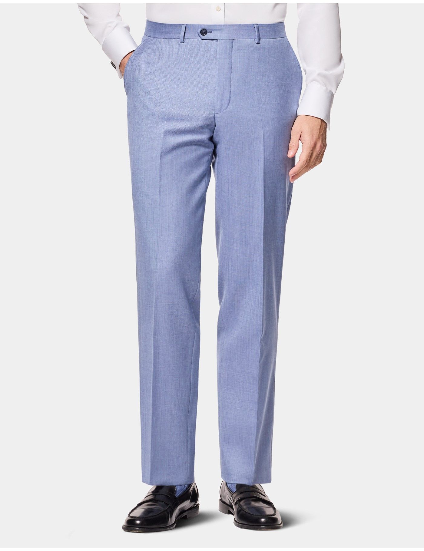 Hawes & Curtis Tailored Fit Light Blue Sharkskin 1913 Suit Trousers | Wool | Plain | Men's Hawes & Curtis Tailored Fit Light Blue Sharkskin 1913 Suit Trousers | Wool | Plain | Men's