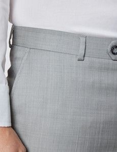 Men's Light Grey Tailored Fit Sharkskin Italian Suit Trousers - 1913 Collection-preview2
