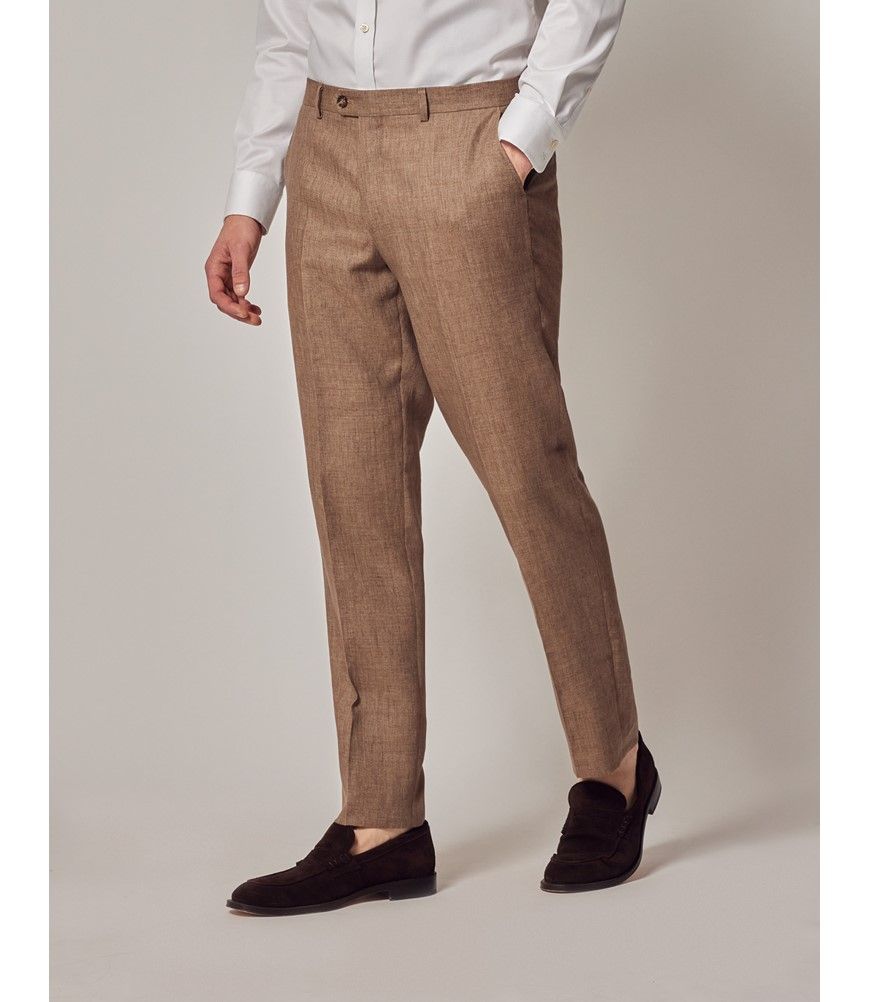 Buy Linen pants 2 different cut unisex brown