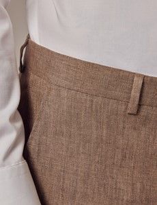 Brown Linen Tailored Suit Pants-preview1