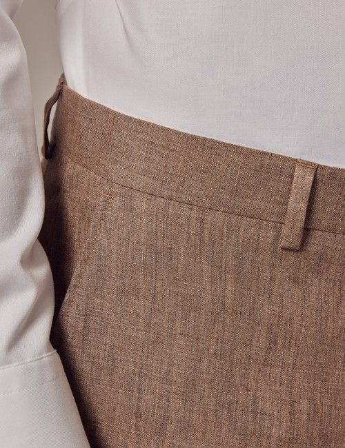 Brown Linen Tailored Suit Pants-preview