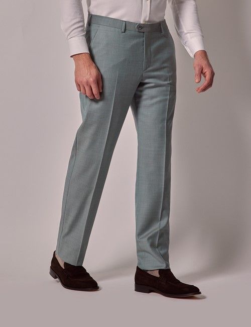 Green Sharkskin Tailored Italian Suit Pants - 1913 Collection