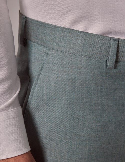 Green Sharkskin Tailored Italian Suit Pants - 1913 Collection-preview