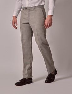 Beige Crepe Tailored Italian Suit Trousers - 1913 Collection