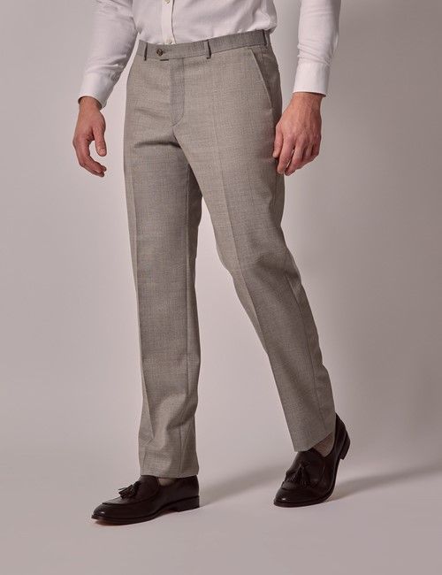 Beige Crepe Tailored Italian Suit Trousers - 1913 Collection